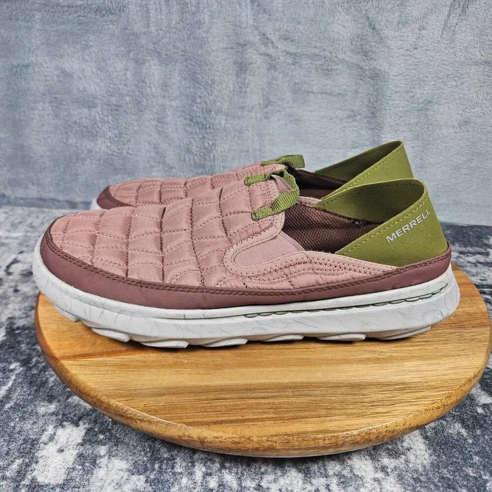 Merrell Hut Moc 2 Slippers Women 10 Pink Burlwood Avocado Quilted Slip On Shoes